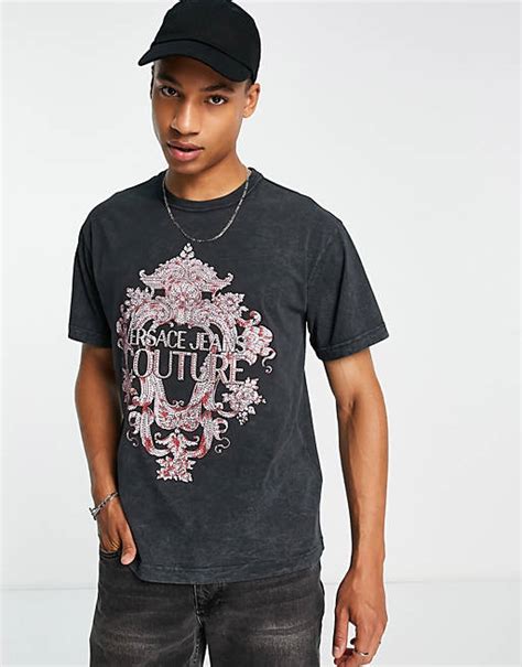 t shirt nera con strass versace|versace t shirts.